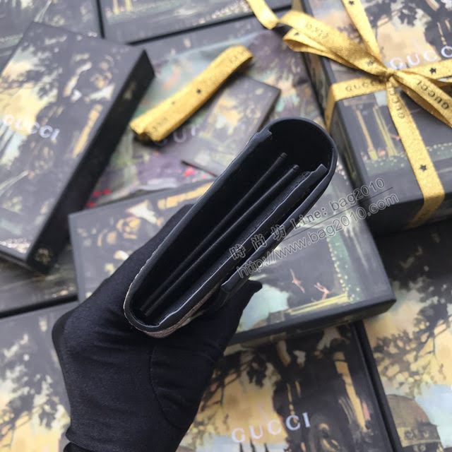 Gucci錢包 古馳新款二折皮夾 甩紋牛皮 Gucci翻蓋女錢包 400586大紅全皮  gdj1193